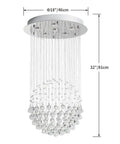 Lit Modern K9 Crystal Raindrop Chandelier Lighting Flush Mount LED Ceiling Light Fixture Pendant Lamp 32x18 inches