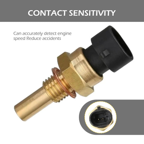 Water Temperature Sensor Kit For Automotive Engines, Contact Sensitive No Break Plug And Play Wire Installation Kit, Delphi 3rd Generation Compatible, OEM Aliases 15369305 1341856 55199579 21123851010, Black And Gold shown close-up.