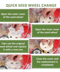 Step-by-step guide to changing the seed wheel on Hand Push Garden Seeder With 12 Hole Seed Plate And Dual Seed And Fertilizer Buckets