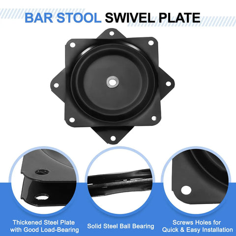 Top view of Two Pack 4-Inch Bar Stool Swivel Plates with 360 Degree Rotation Lazy Susan Turntable, black metal design