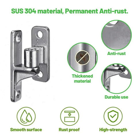 Stainless steel wall mount gate hinge with anti-rust and thickened material features, ideal for farm and outdoor use.