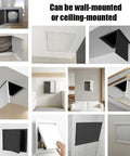 Multiple angles of Dead Simple Push To Open Access Panel For Drywall And Ceiling rust resistant waterproof wall hole cover plate.