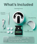 Ultrasonic Retainer Cleaner Pro With UV Light Rechargeable Dental Pod For Mouthguards Dentures And Aligners Three Cleaning Modes Quick Deep Gentle Tablets Included, with USB-C cable, tweezers, tray and tablets