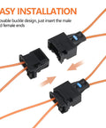 Front view of Mellbree 2-pack fiber optic bypass loop adapters with orange cables and black connectors