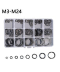 129 Piece Wave Washers Kit M3 To M24, Elastic Metal Gasket Set In 65 Mn Steel, Pro Grade Locking Washers For Automotive, Machinery And DIY Projects, Black Finish, Internal Assortment, assorted washers in organizer