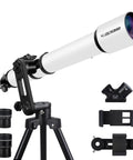 Dope 90mm Refractor Telescope For Adults With 1000mm Focal Length, Ultra Stable AZ Mount, Tripod, And Phone Adapter