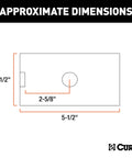 CURT 45405 2-1/2 to 2 in receiver adapter sleeve; mounting plate 5-1/2" long, 2-1/2" high.