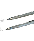 Engineer's Writing Set With Silver Ballpoint Pen And 0.7mm Mechanical Pencil Textured Grip Duo In Gift Box Twist Lead No Click Sleek Metal Finish