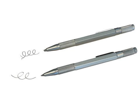 Engineer's Writing Set With Silver Ballpoint Pen And 0.7mm Mechanical Pencil Textured Grip Duo In Gift Box Twist Lead No Click Sleek Metal Finish