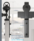 60 Inch Bi Folding Sliding Barn Door Hardware Kit For Four Doors With Heavy Duty Side Mounted Rollers For Smooth Sliding Fits Four 14 Inch Bifold Doors Space Saving Folding Solution Doors Not Included, side view with measurements shown