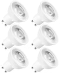 Six Dimmable MR16 GU10 LED Bulbs 50W Halogen Equivalent 4000K Cool White 500 Lumens 120V Spotlight Lighting Enclosed Fixture Rated