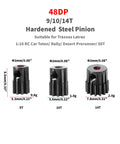 Hardened Steel Pinion Gear Set 48DP 9T 10T 14T 2mm Shaft Bore For 1 To 18 Scale RC Cars Beefed Up For Traxxas LaTrax Teton Rally