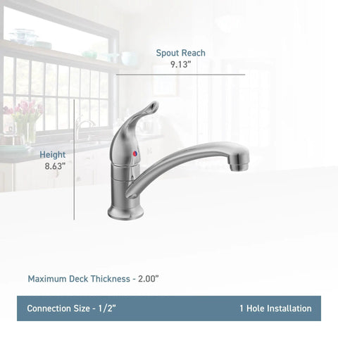 Chateau Chrome Kitchen Faucet With Low Arc Spout One Handle Single Hole Install No Fuss Easy Temperature Control Mirror Shine Finish Durable Design For Quick Sink Upgrade