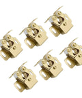 Six Pack Of Golden Metal Door Ball Catches For Wardrobe Closet Cabinet, super durable latch hardware shown from the front.