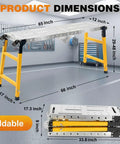 1200 Lbs Heavy Duty Folding Welding Table With Adjustable Height Solid Alloy Steel Workbench For Metal Fabrication And Shop Mods dimensions with foldable design.