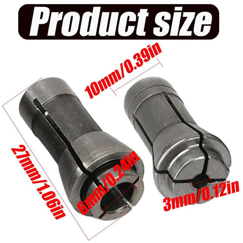 Six Pack Die Grinder Collets Set With 1/4 Inch And 1/8 Inch Arbors Shanks 3 mm and 6 mm collets product size details