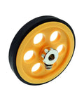 Meter Counting Wheel Perimeter 200mm Hole 6mm/8mm Synchronous Round Measuring Length Counting Ranging Encoder Meter Wheel(8mm) in orange color.