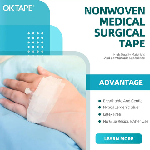 Nonwoven Medical Surgical Tape Pack Of 4 Soft Breathable Wound Dressing Tape 3 Inch By 10 Yard securing a catheter on hand