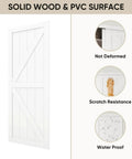 Double 72 Inch By 80 Inch K Style Sliding Closet Door with Hardware Kit showing solid wood and PVC surface benefits