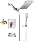 Black Bathtub And Shower Trim System Style 11 Designed For Modern Bathrooms With Durable Matte Finish, full kit displayed
