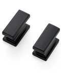 Matte Black Cabinet Knobs Set 10 Pack Durable Zinc Alloy Single Hole Cabinet Handles, showcasing two rectangular knobs on white background.