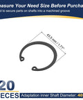 20 Pcs Internal Retaining Rings Set For Automotive Grooved Shafts with 40mm Inner Diameter and 43.5mm Outer Ring, 65Mn Steel C Clip