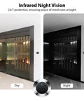 Infrared night vision demonstration with day and night views, Smart Video Doorbell Camera With 4.3 Inch Display, 1080P HD Video.