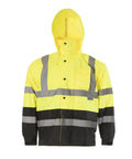 Hi Visibility Waterproof Rain Jacket With Mesh Lining Meets ANSI ISEA 107 2015 Class 3 Type R for Roadway Construction safety