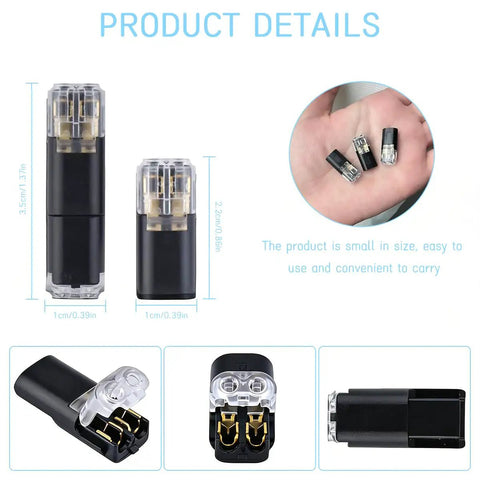 Front view of 50 Pack Double Wire Plug In Connectors With Locking Buckle For LED Strip Lights Quick Clip Fasteners Multi Purpose.