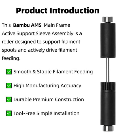 Active Spool Driver Roller Replacement For Bambu Lab System with filament support features and diagram