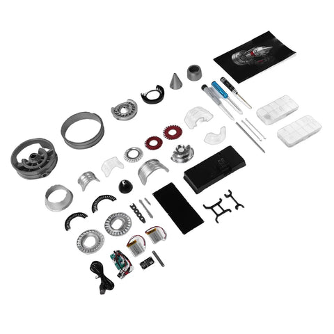 Parts layout of Turbofan Engine Model Kit 1 12 Scale Crafted From Aluminum And Zinc Alloy With Over 300 Parts For Realistic Assembly