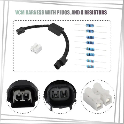 VCM Muzzler Harness Disable Kit For Honda 3.5L V6 Engines, Plug And Play Replacement with resistors and connectors