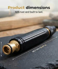 Adjustable Garden Hose Nozzle With Metal Connector, Beast Of A High Pressure Power Washer Sprayer, dimensions shown
