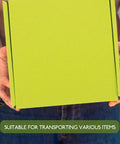 Person holding 10 Pack Green Corrugated Shipping Boxes For Mailing And Transport, Sturdy No Tape Or Glue Assembly