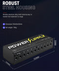 DP-1 Guitar Pedal Power Supply With 10 Isolated Outputs for 9V 12V and 18V Effects Noise Reduction Circuit Lightweight Aluminum Housing Perfect Pedalboard Hub for Studio and Live Gigs, 150x50x30mm steel housing