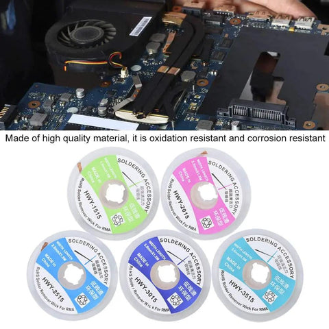 Pro Grade Desoldering Wick Set 5 Pcs One Point Five Meters Copper Solder Removal Wire For Electronics Repair PCB Maintenance