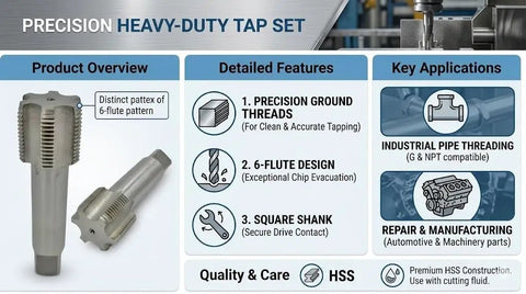 Large Diameter M55 x 4.0mm Plug Tap For Internal Threads, Right Hand Threading, features and applications overview.