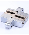Heavy Duty Concealed Pivot Hinge For Folding Doors And Cupboards Stainless Steel Built In Cross Joint Provides Rock Solid Stability Smooth Sailing Operation, close-up view.