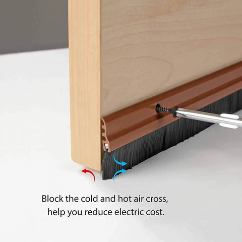 Door Seal Strip With Aluminum Plate and Nylon Bristles for Weather Stripping installation under door