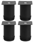 Adjustable Stainless Steel Furniture Legs With Non Slip Feet 4 Pack Heavy Duty Levelers in black stainless steel.