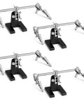 Four Piece Helping Hands Soldering Tool Set With Flexible Arms And Alligator Clips For DIY Electronics Hobby Projects Model Making And Light Soldering Beginner Friendly Repair Stand shown in four identical units with black bases and adjustable metal arms.
