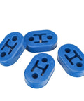 Four blue Beefed-Up EPDM Exhaust Hangers For Muffler Bushing Insulator, Heavy-Duty Shock Absorbent Mount Bracket With 12mm Holes