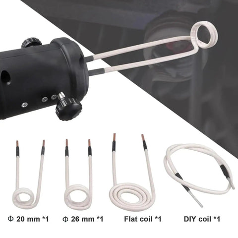 Heavy Duty 1500W Magnetic Induction Heater Kit For Flameless Handheld Bolt Removal And Rusted Nut Extraction With Portable Workbox showing coils and heater.