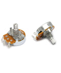 Alpha Pots Linear B250k Tone Potentiometer for Electric Guitars and Basses with 6mm split shaft, fixing nut and washer visible