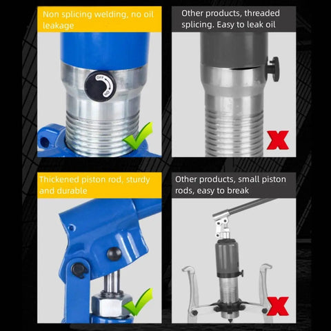 Close-up details of Badass 10 Ton Hydraulic Gear Puller With Adjustable Three Jaw Bearing Hub Separator Tool showing sturdy design features.