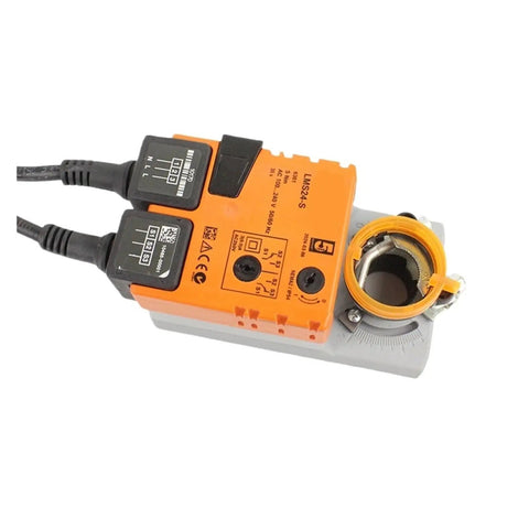 High Torque Damper Actuator With No Sweat Setup For Smooth HVAC Climate Control And Hella Durable Building Automation, top view, electrical components visible.
