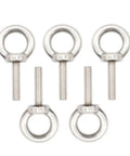 Stainless Steel M8 Ring Eye Bolts Set 32mm Threaded Length, 20mm Ring Inner Diameter, 8mm Ring Thickness, 67mm Total Height, 5 Pack