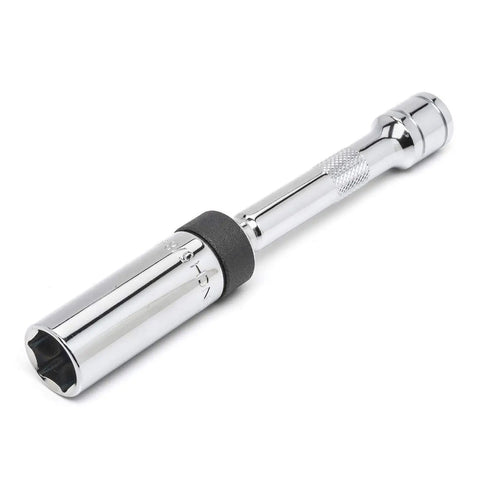 Three Piece Three Eighth Inch Drive Spark Plug Ratchet Set With Ninety Tooth Gear For Tight Spots Offset Angled Handle Six Position Flex Head And High Strength Pawl Durable Build For Auto Maintenance And Garage Projects