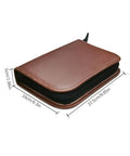 Brown leather-style case for All In One Golf Accessories Kit For Men And Women With Rangefinder And Multifunction Tools, dimensions shown.