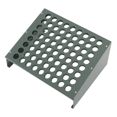 Metal holder for 72 Piece Precision 5C Collet Set Inch Range 1/64 to 1-1/8 Inch With All 1/64 Size Collets, angled view